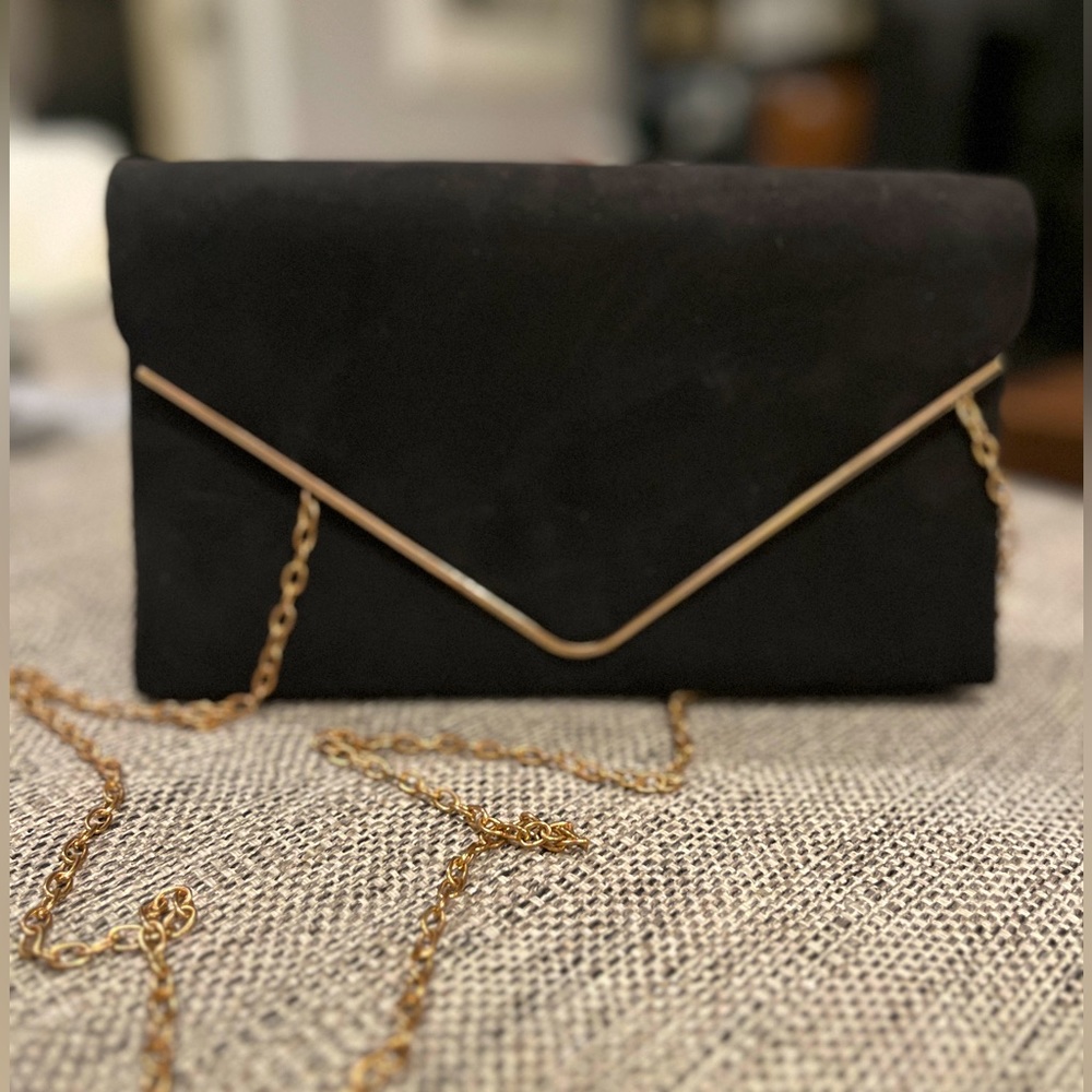 Faux Suede Envelope Clutch